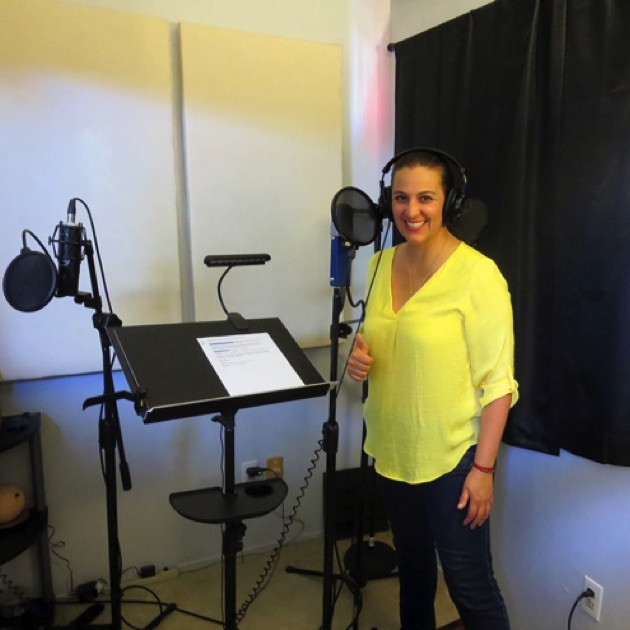 Nelly Sanoja Recording a Voice-Over at Lan Media Productions Recording Studio